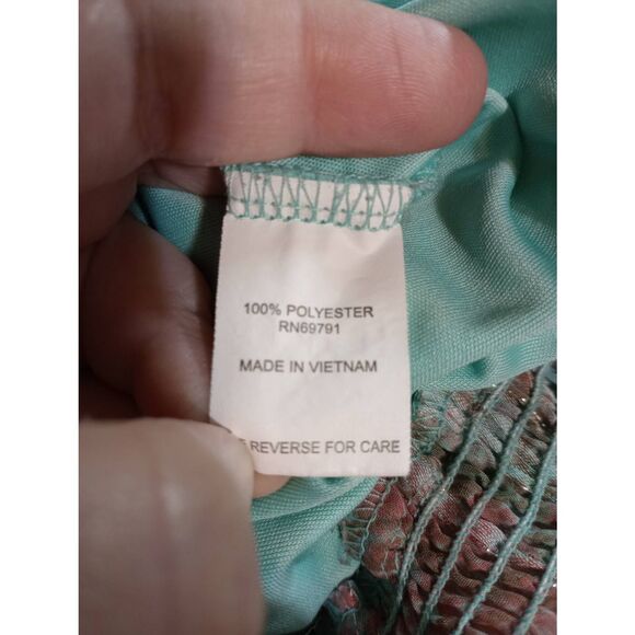 Sara Michelle Shirt Ladies 1x Teal Flutter Sleeve Chiffon - Picture 7 of 8